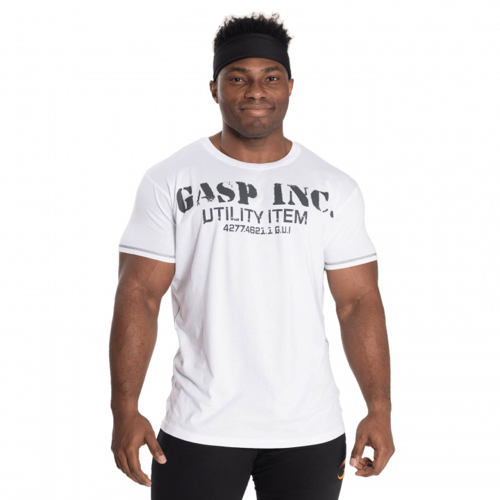 Sjekke Basic Utility Tee, white, GASP hos SportGymButikken.no