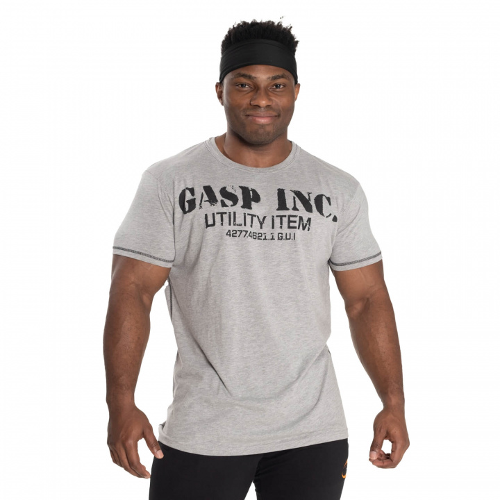 Sjekke Basic Utility Tee, grey melange, GASP hos SportGymButikken.no