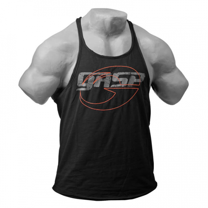 Sjekke Deep Cut Slub Tank, black, GASP hos SportGymButikken.no