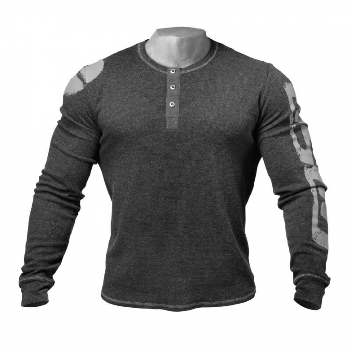 Sjekke Thermal Henley, antracite melange, GASP hos SportGymButikken.no