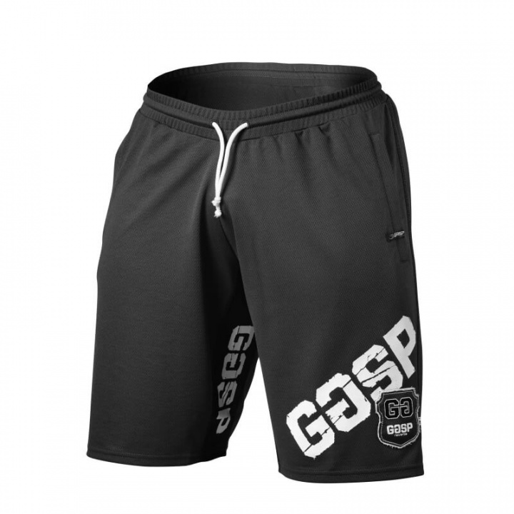 Sjekke Mesh Panel Shorts, grey, GASP hos SportGymButikken.no