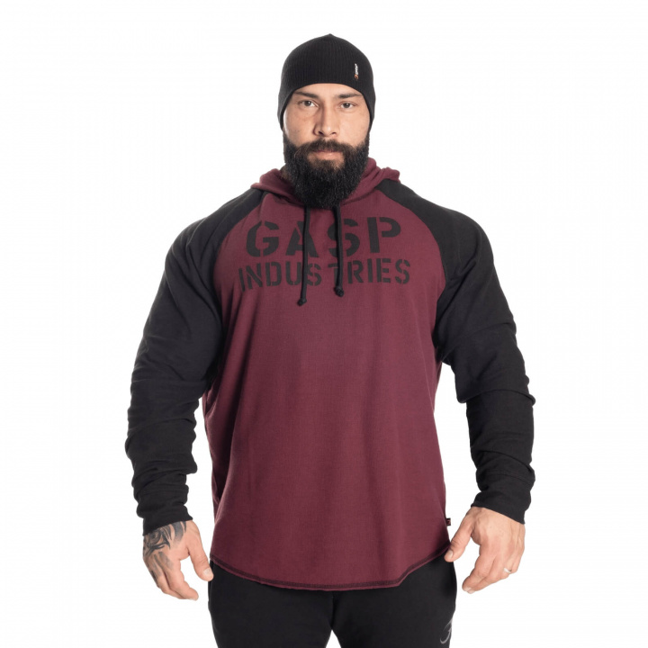 Sjekke L/S Thermal Hoodie, maroon, GASP hos SportGymButikken.no