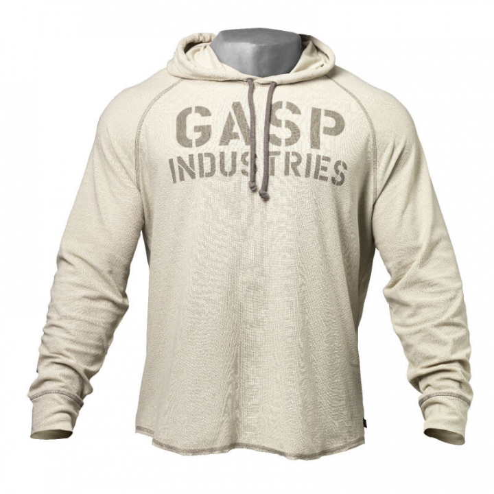 Sjekke Long Sleeve Thermal Hoodie, cement, GASP hos SportGymButikken.no