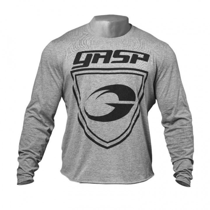 Sjekke Long Sleeve Printed Tee, grey melange, GASP hos SportGymButikken.no