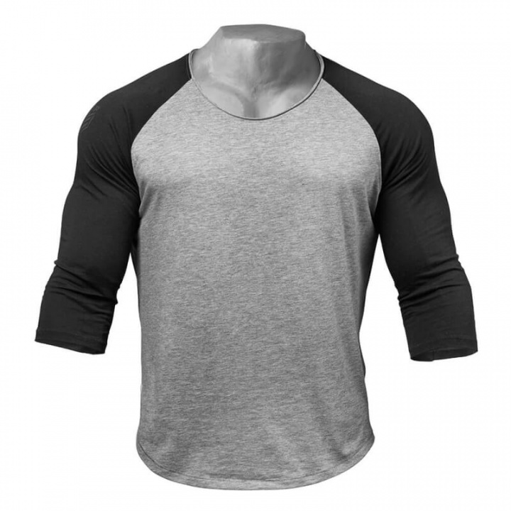 Sjekke Broad Street 3/4 Sleeve, grey melange/black, GASP hos SportGymButikken.no