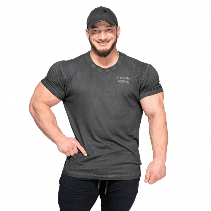 Sjekke Standard Issue Tee, washed black/black, GASP hos SportGymButikken.no