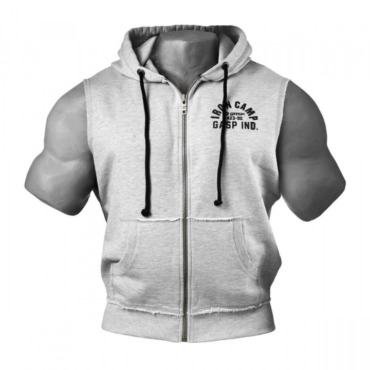 Sjekke Throwback Zip Hood, grey melange, GASP hos SportGymButikken.no