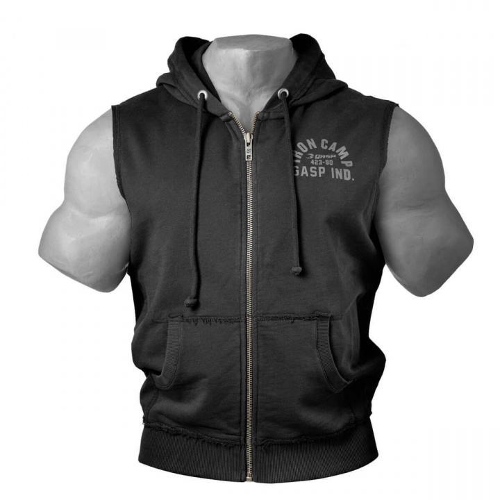 Sjekke Throwback Zip Hood, wash black, GASP hos SportGymButikken.no