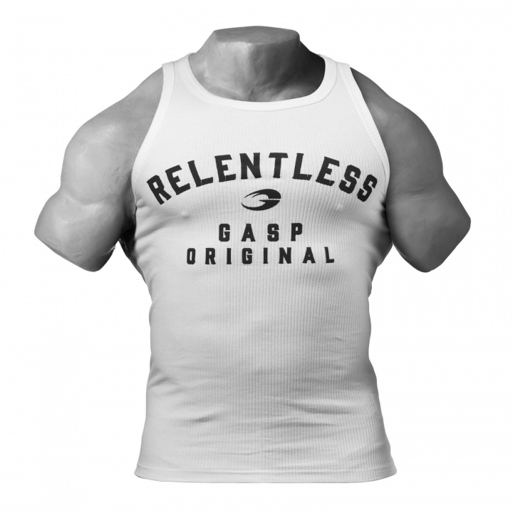 Sjekke Relentless Tank, white, GASP hos SportGymButikken.no