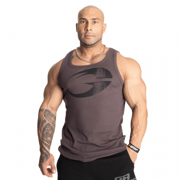 Sjekke Original Ribbed Tank, grey, GASP hos SportGymButikken.no