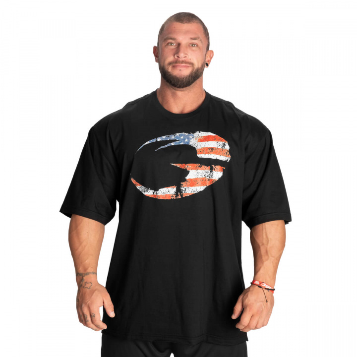 Pump Cover Iron Tee, black/US flag, GASP i gruppen Herreklær / Overdeler / T-skjortes hos Sportgymbutikken.no (GA-221003-936r)