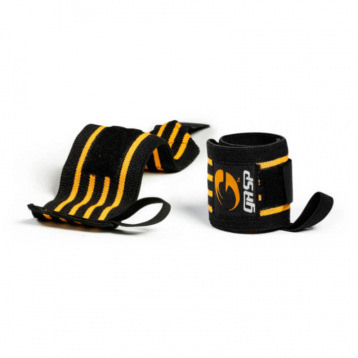 Sjekke Hardcore Wrist Wraps, black/yellow, GASP hos SportGymButikken.no