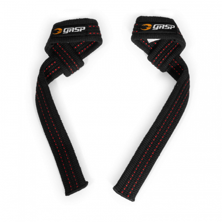 Sjekke GASP Lifting Straps, black/red, GASP hos SportGymButikken.no