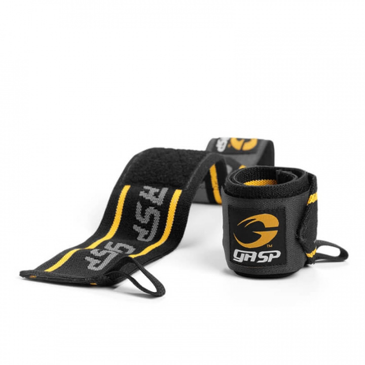 Sjekke GASP Wrist Wraps, black/yellow, GASP hos SportGymButikken.no