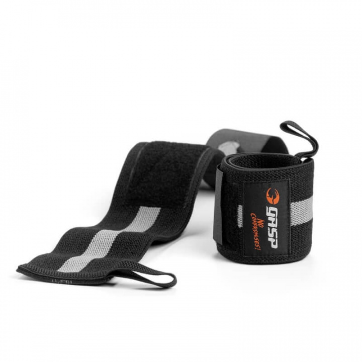 Sjekke 1RM Wrist Wraps, black/grey, GASP hos SportGymButikken.no