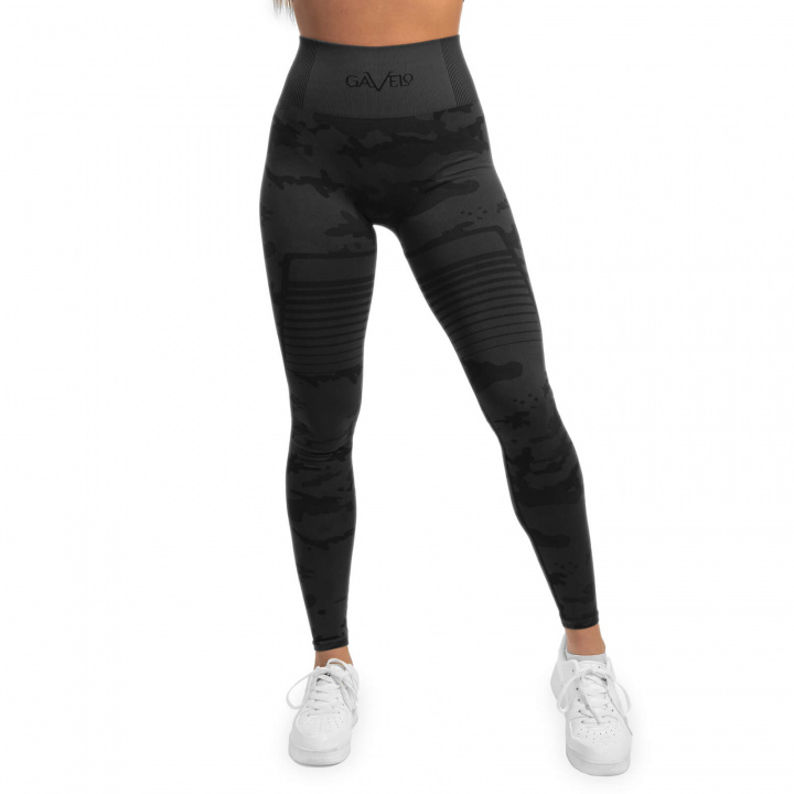 Sjekke Seamless Tights, antracite grey camo, Gavelo hos SportGymButikken.no