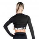 Longsleeve Crop Top, black, Nebbia