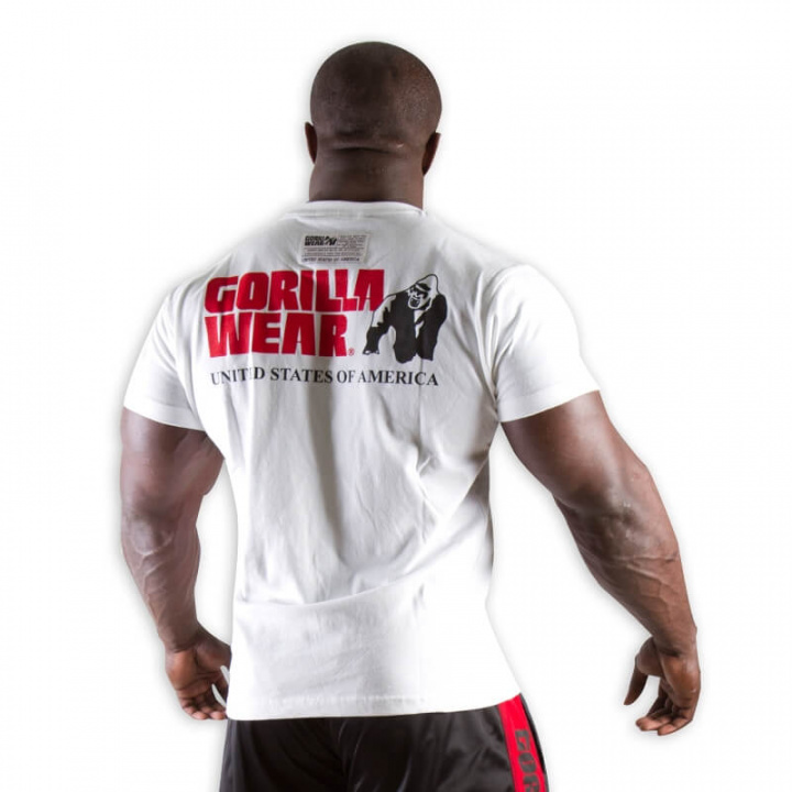 Sjekke Classic Logo Tee, white, Gorilla Wear hos SportGymButikken.no