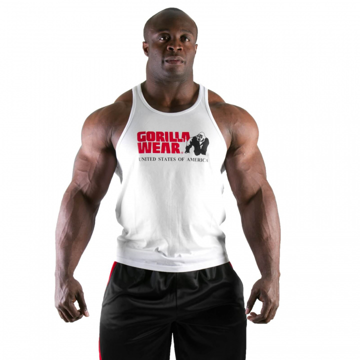 Sjekke Classic Tank Top, white, Gorilla Wear hos SportGymButikken.no