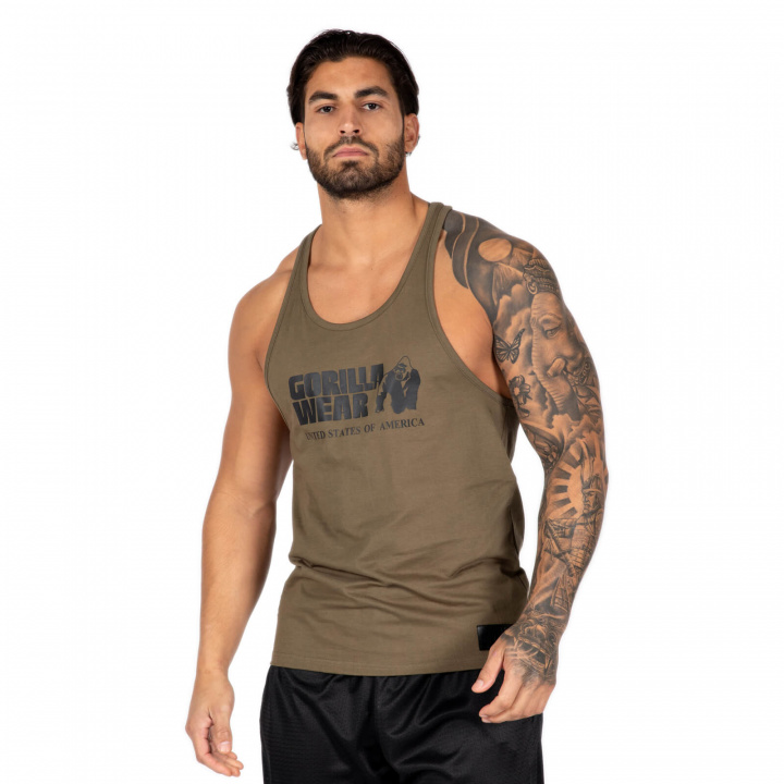 Sjekke Classic Tank Top, army green, Gorilla Wear hos SportGymButikken.no