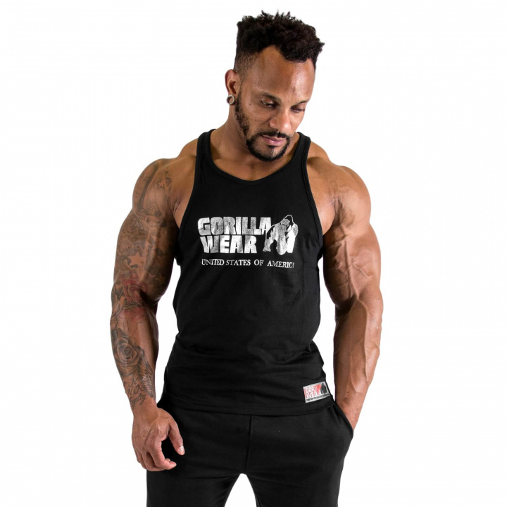 Sjekke Classic Tank Top, black/silver, Gorilla Wear hos SportGymButikken.no