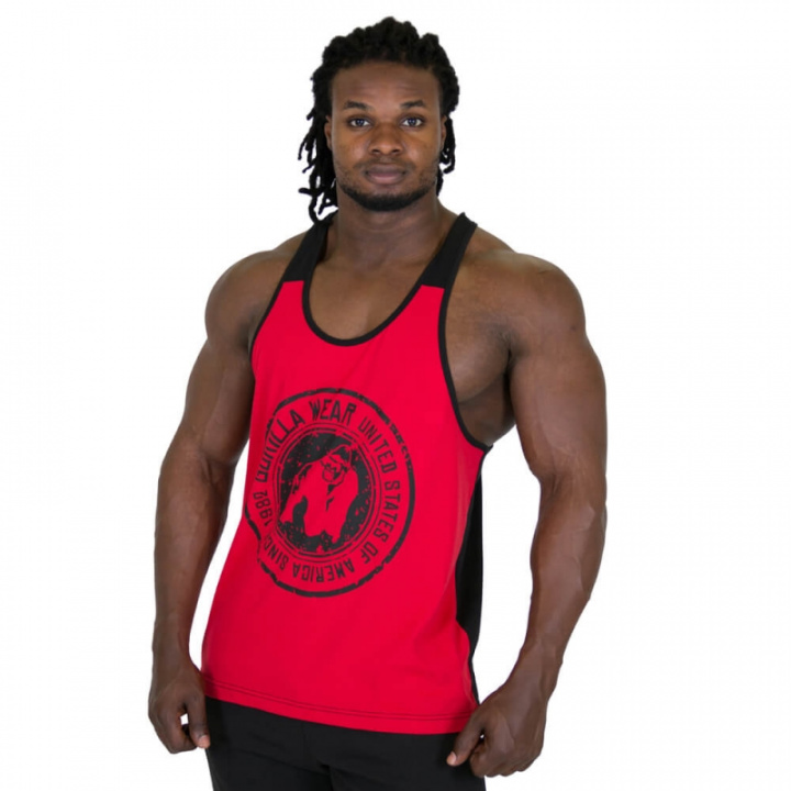 Sjekke Roswell Tank Top, red/black, Gorilla Wear hos SportGymButikken.no