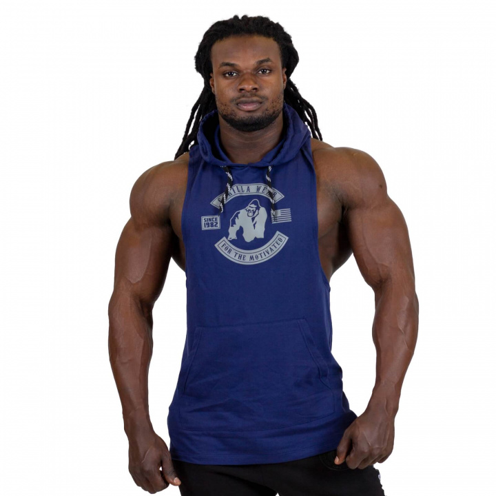 Sjekke Lawrence Hooded Tank Top, navy, Gorilla Wear hos SportGymButikken.no