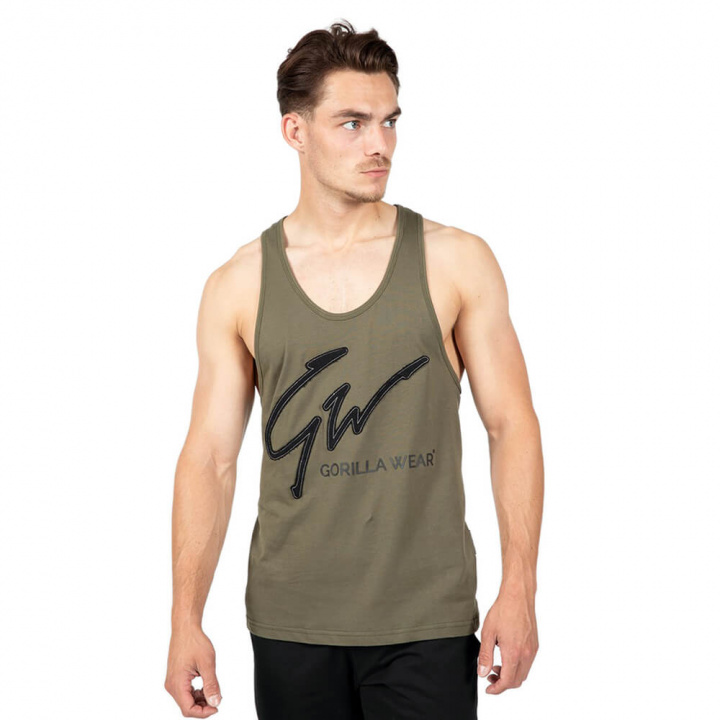 Sjekke Evansville Tank Top, army green, Gorilla Wear hos SportGymButikken.no