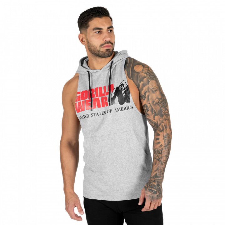 Sjekke Rogers Hooded Tank Top, grey melange, Gorilla Wear hos SportGymButikken.n