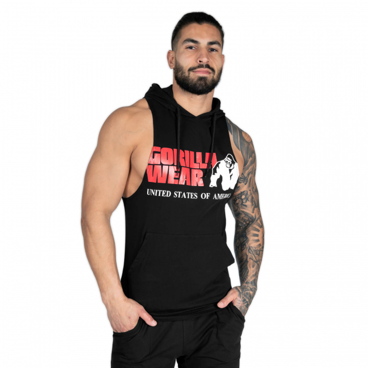 Sjekke Rogers Hooded Tank Top, black, Gorilla Wear hos SportGymButikken.no