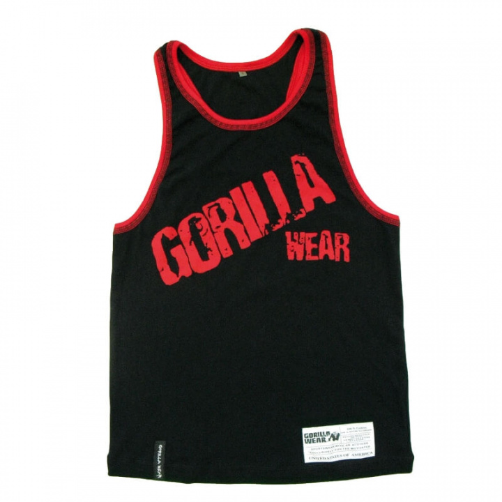 Sjekke Stamina Rib TankTop, black/red, Gorilla Wear hos SportGymButikken.no