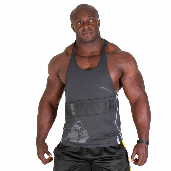 Sjekke G!WEAR Stringer Tank Top, grey, Gorilla Wear hos SportGymButikken.no