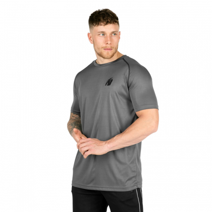 Sjekke Performance Tee, grey, Gorilla Wear hos SportGymButikken.no