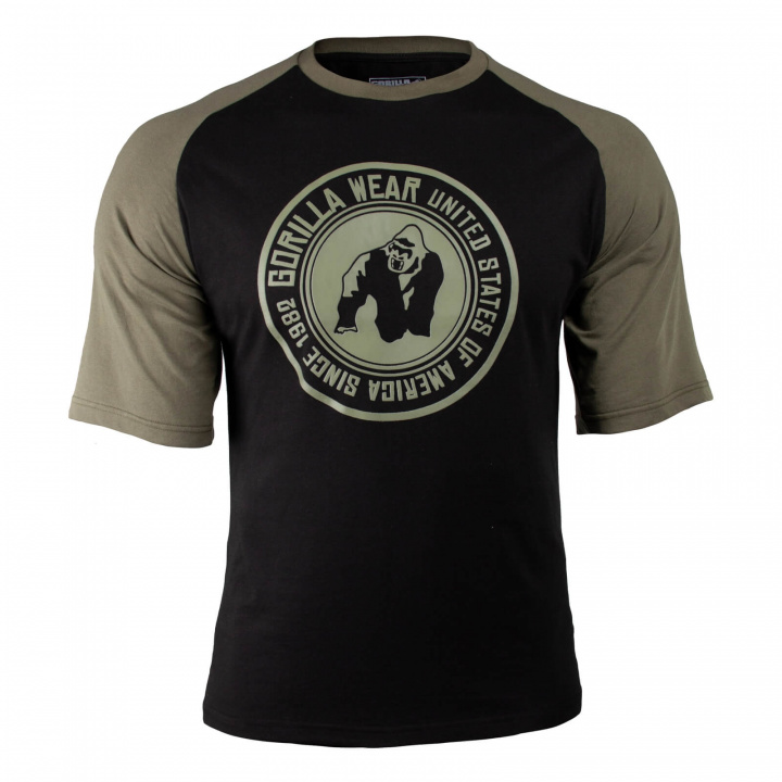 Sjekke Texas T-Shirt, black/army green, Gorilla Wear hos SportGymButikken.no