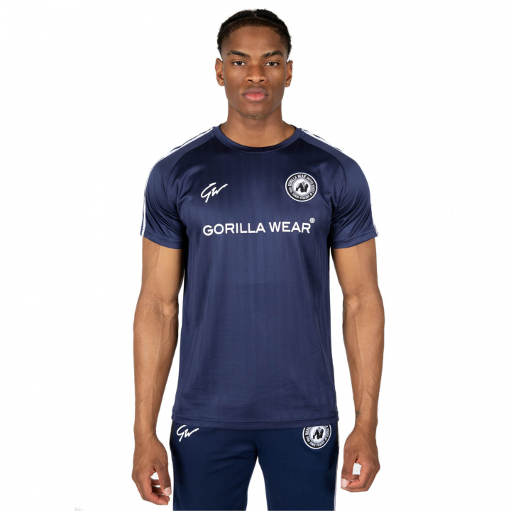 Sjekke Stratford T-Shirt, navy, Gorilla Wear hos SportGymButikken.no