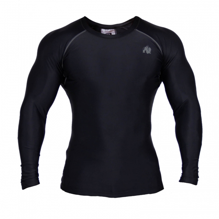 Sjekke Hayden Compression Longsleeve, black/grey, Gorilla Wear hos SportGymButik