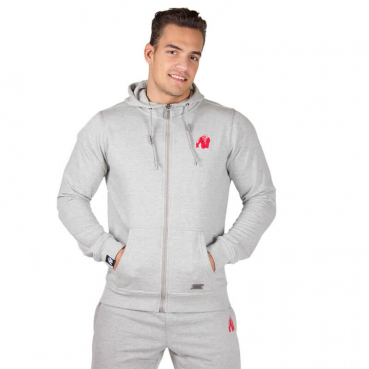 Sjekke Classic Zipped Hoodie, grey, Gorilla Wear hos SportGymButikken.no