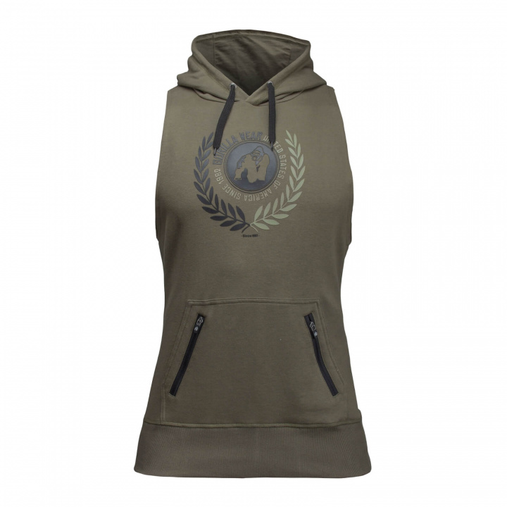 Sjekke Manti Sleeveless Hoodie, army green, Gorilla Wear hos SportGymButikken.no