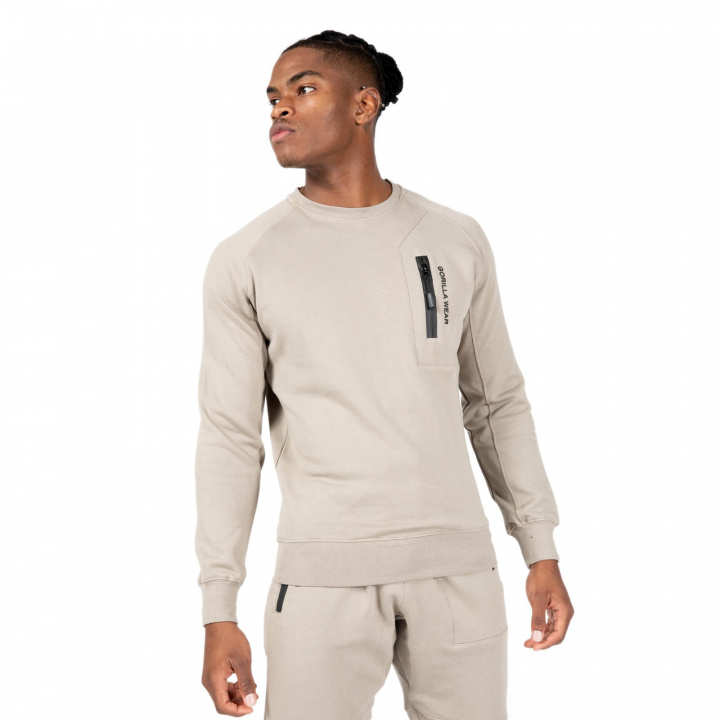 Sjekke Newark Sweater, beige, Gorilla Wear hos SportGymButikken.no