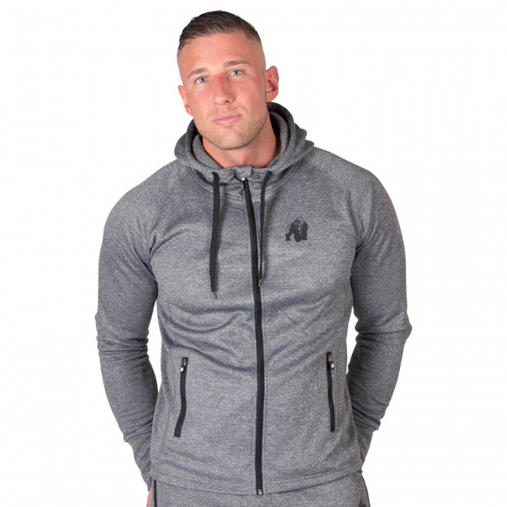 Sjekke Bridgeport Zipped Hoodie, dark grey, Gorilla Wear hos SportGymButikken.no