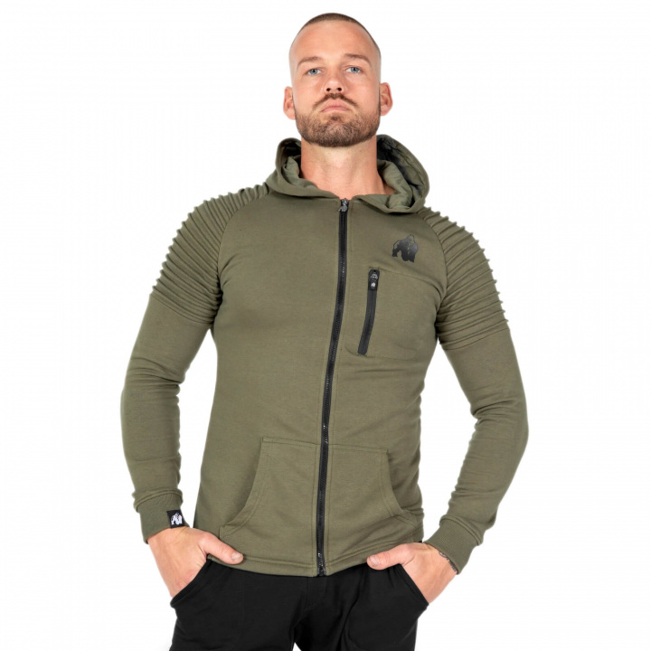 Sjekke Delta Hoodie, army green, Gorilla Wear hos SportGymButikken.no