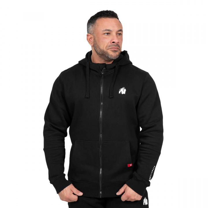 Leon Zipped Hoodie, black, Gorilla Wear i gruppen Herreklær / Skjorter & Gensere / Hettegenser & Treningstrøyer hos Sportgymbutikken.no (GW-90846-900r)