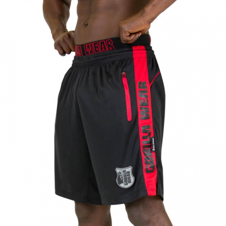 Sjekke Shelby Shorts, black/red, Gorilla Wear hos SportGymButikken.no