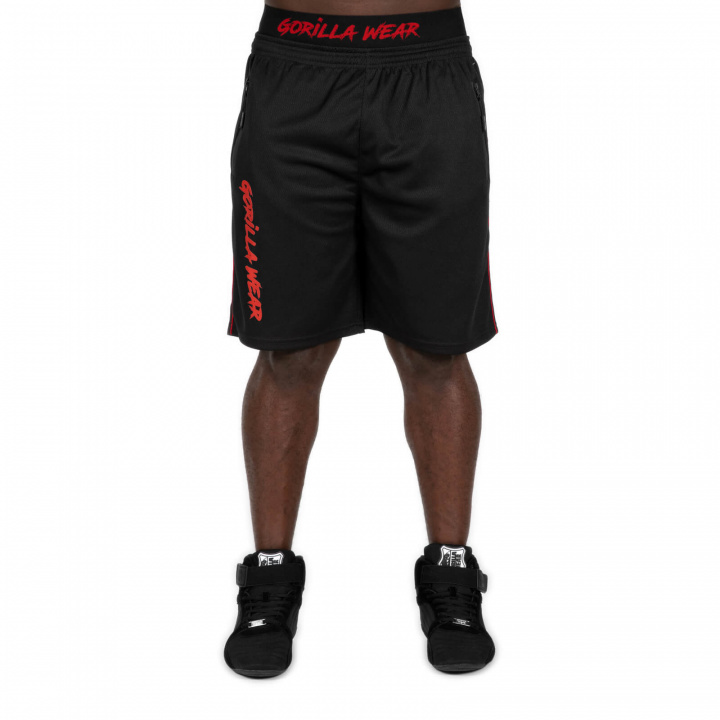 Sjekke Mercury Mesh Shorts, black/red, Gorilla Wear hos SportGymButikken.no