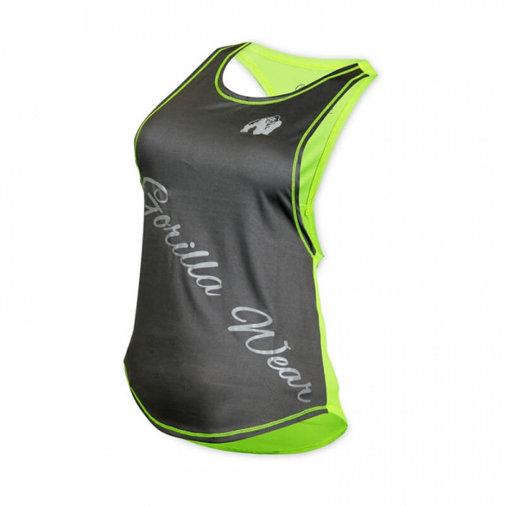 Sjekke Florida Stringer Tank Top, grey/neon lime, Gorilla Wear hos SportGymButik