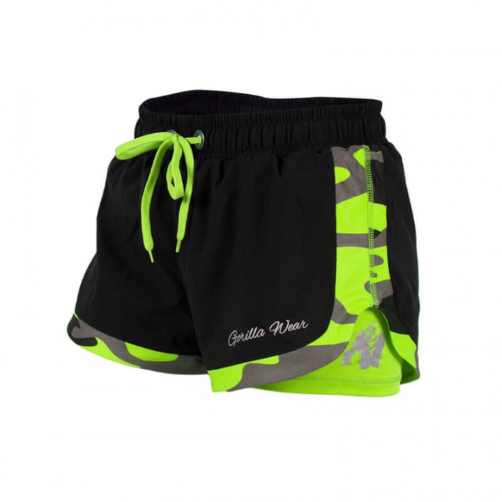 Sjekke Denver Shorts, black/lime, Gorilla Wear hos SportGymButikken.no