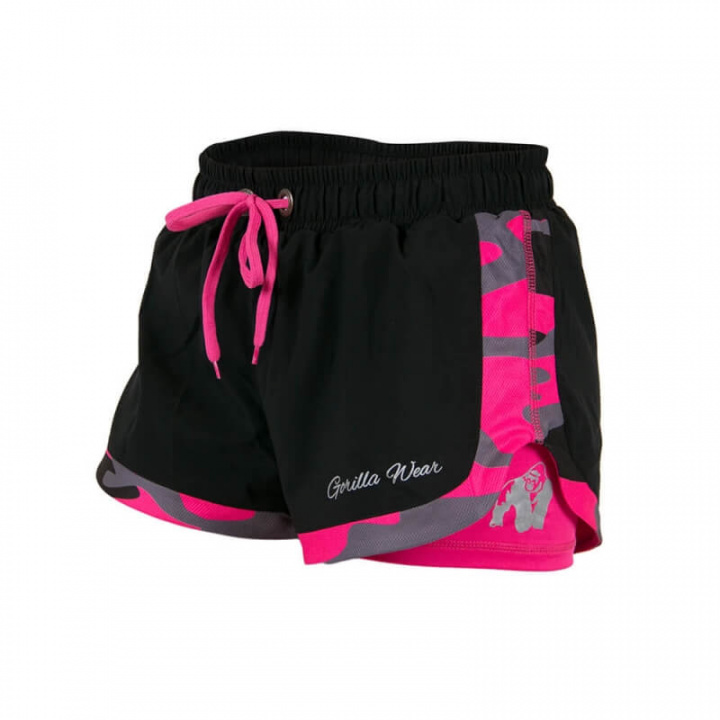 Sjekke Denver Shorts, black/pink, Gorilla Wear hos SportGymButikken.no