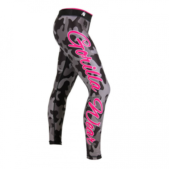 Sjekke Camo Tights, black/grey, Gorilla Wear hos SportGymButikken.no