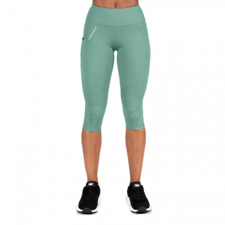 Sjekke Monroe Cropped Leggings, army green, Gorilla Wear hos SportGymButikken.no