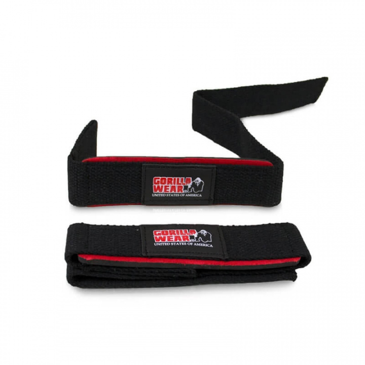 Sjekke Padded Lifting Straps, black/red, Gorilla Wear hos SportGymButikken.no